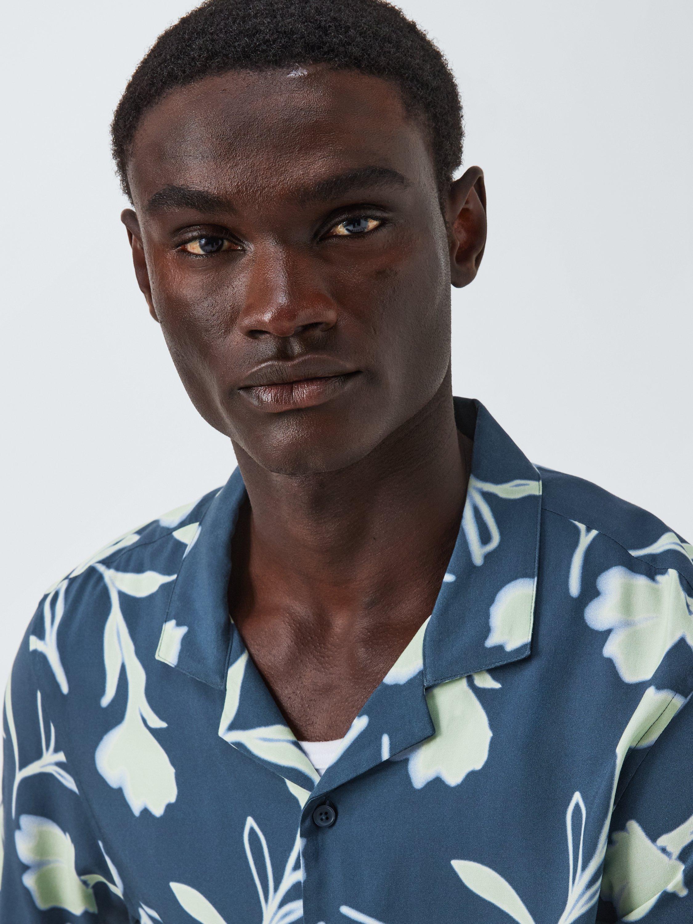 Product image 6 of 6, which shows Kin Cotton Blend Regular Fit Glow Floral Shirt, Orion Blue, XL