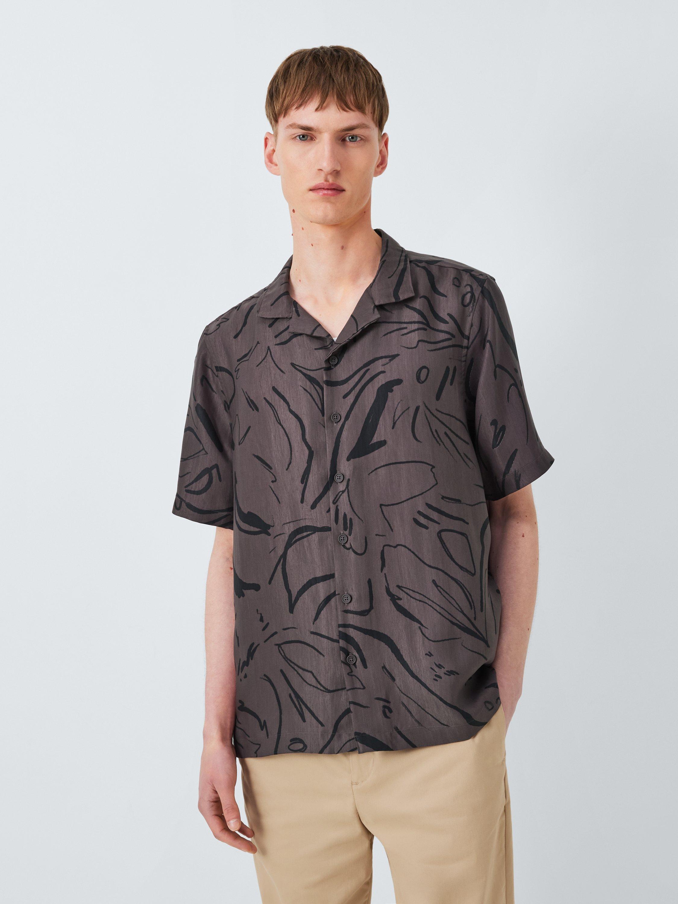 Product image 1 of 6, which shows Kin Cotton Regular Fit Mark Making Abstract Shirt, Shale, M