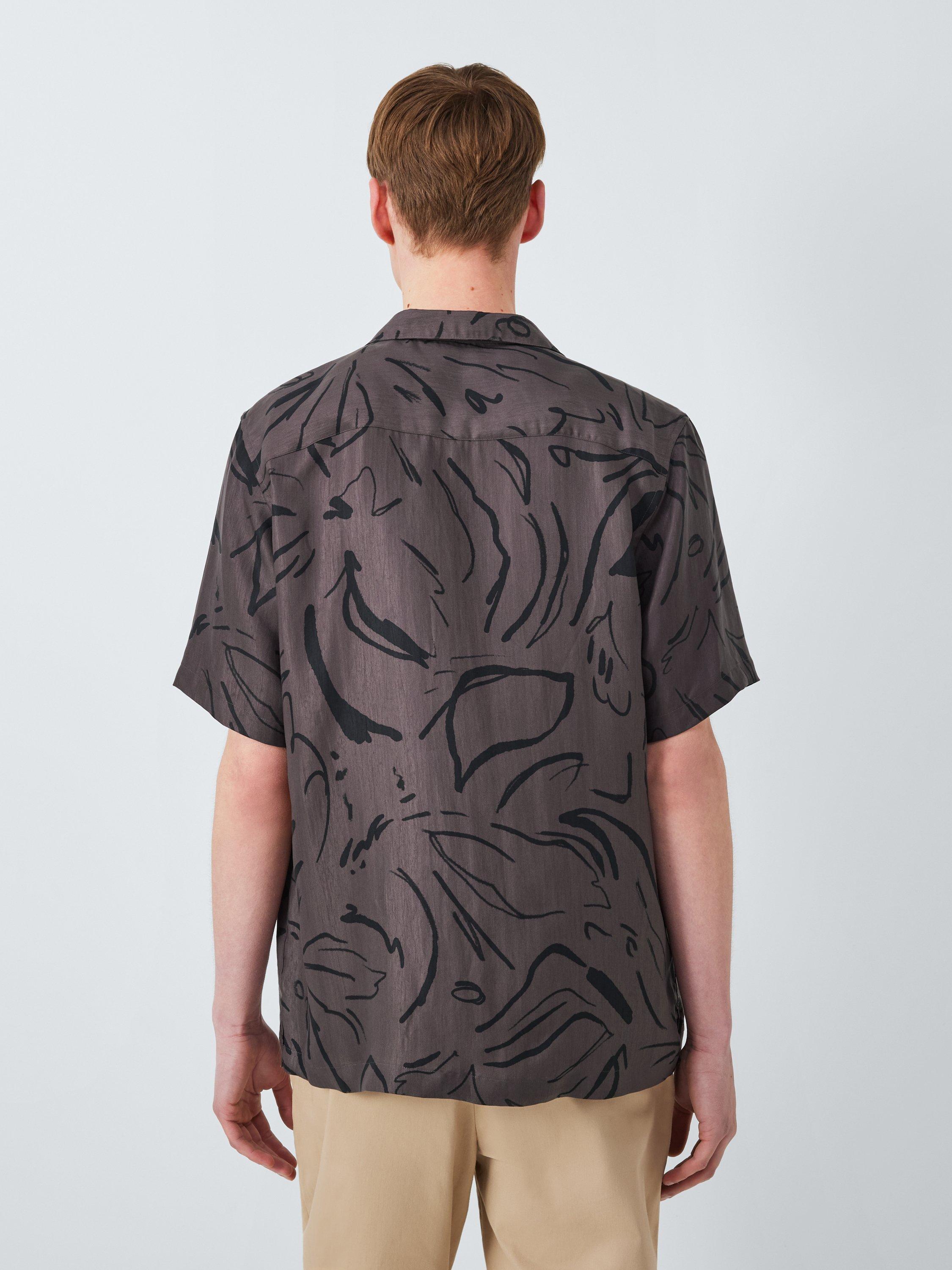 Product image 2 of 6, which shows Kin Cotton Regular Fit Mark Making Abstract Shirt, Shale, M
