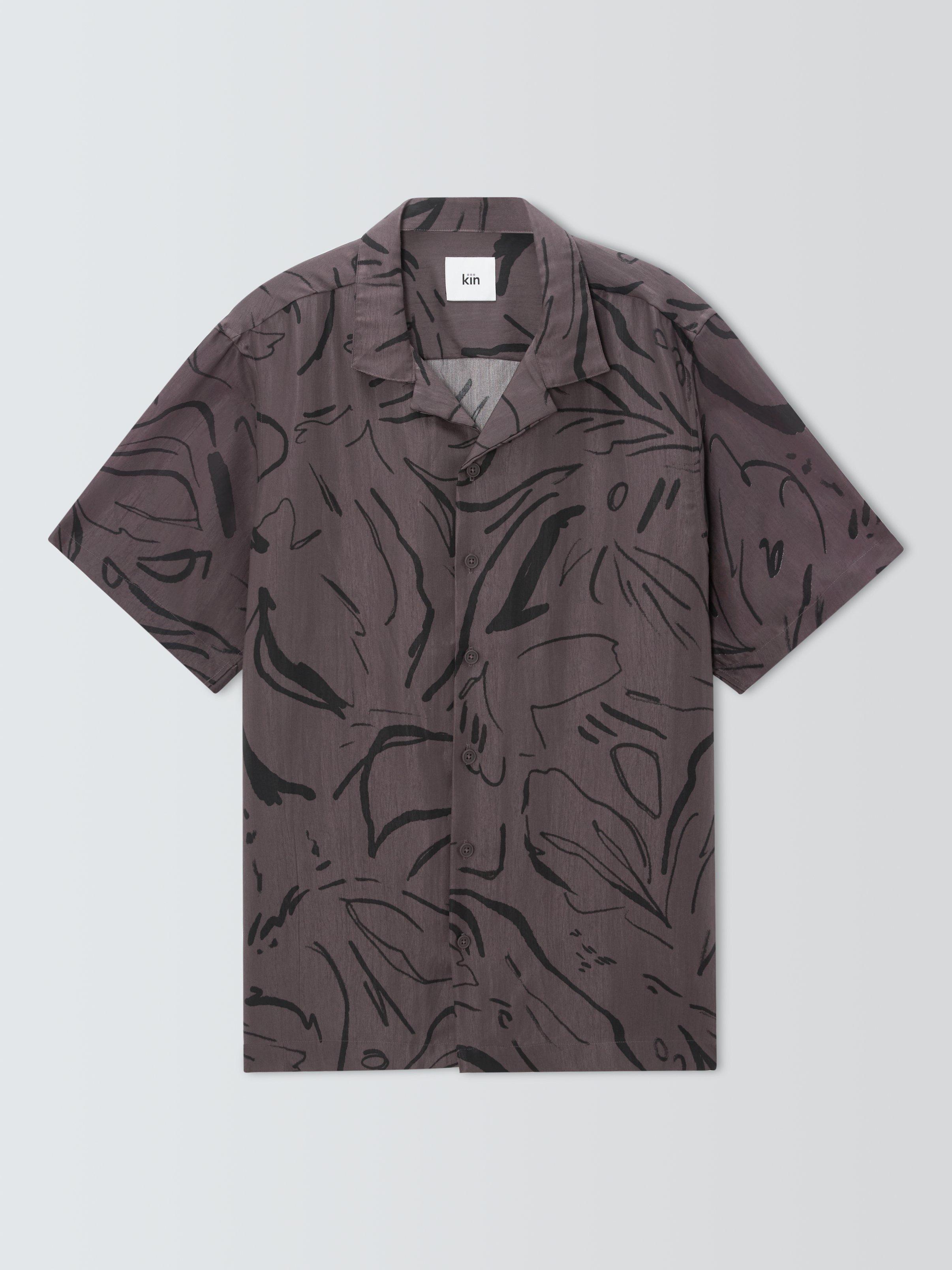 Product image 4 of 6, which shows Kin Cotton Regular Fit Mark Making Abstract Shirt, Shale, M