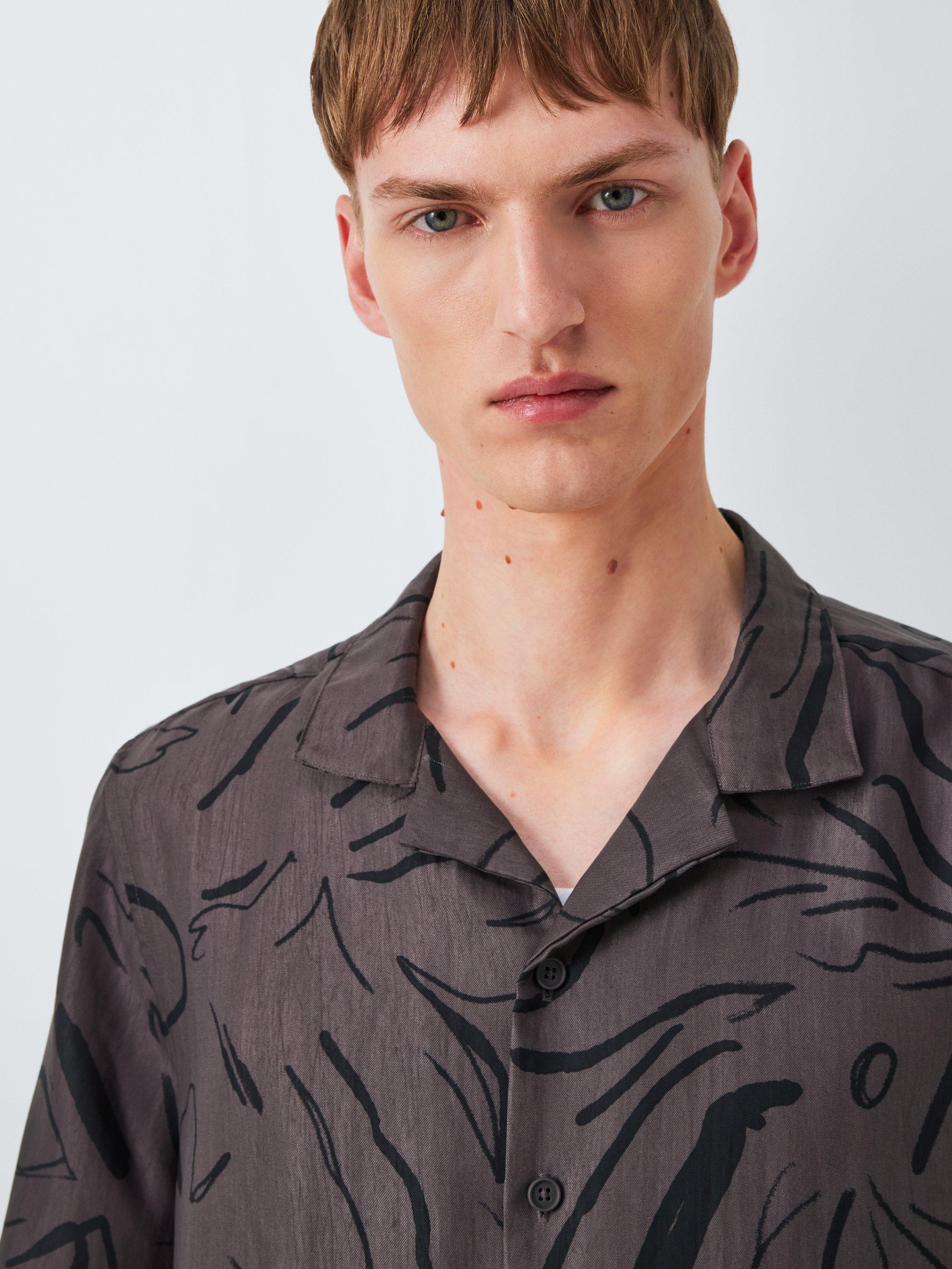Product image 5 of 6, which shows Kin Cotton Regular Fit Mark Making Abstract Shirt, Shale, M