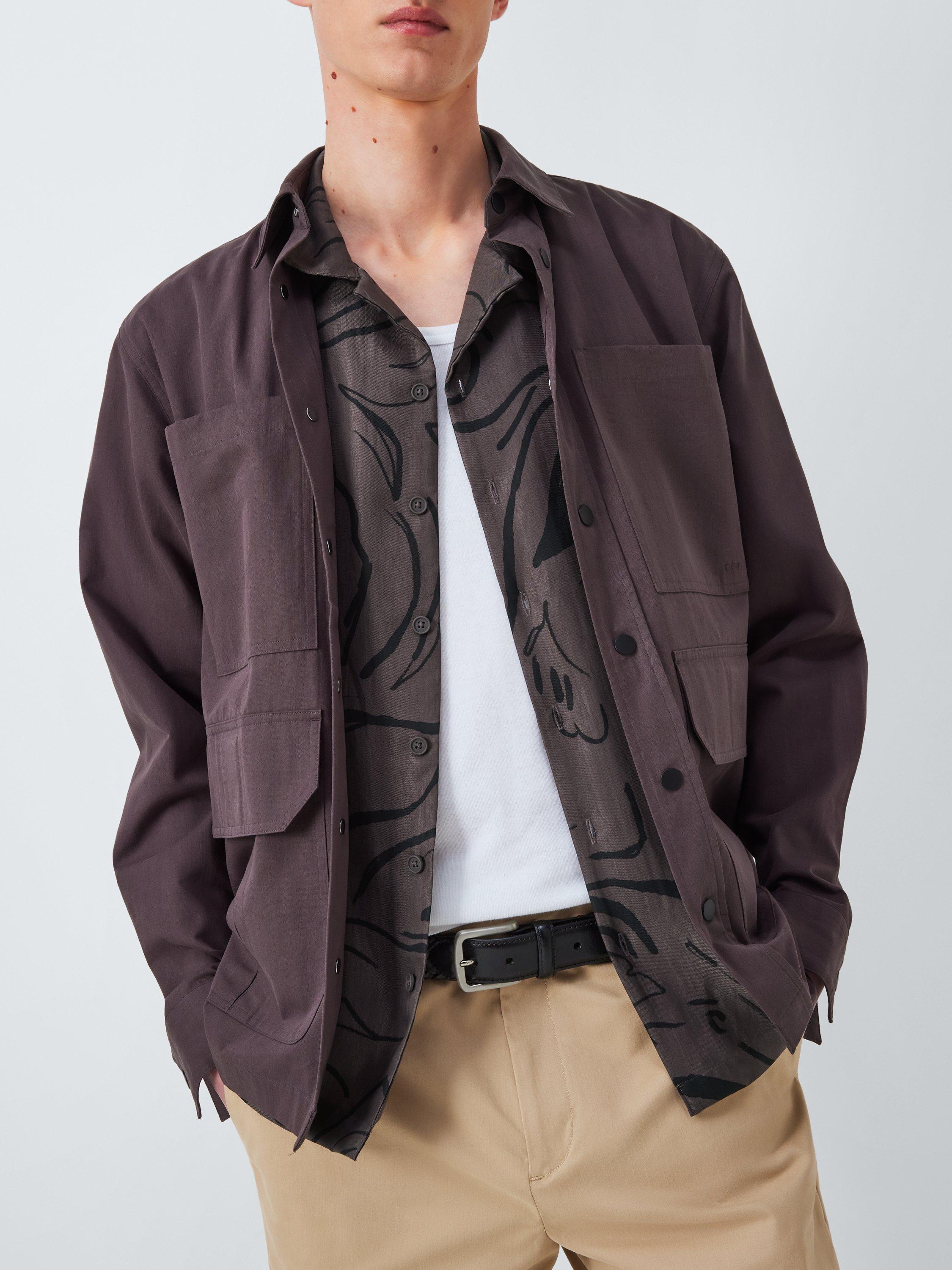 Product image 6 of 6, which shows Kin Cotton Regular Fit Mark Making Abstract Shirt, Shale, M