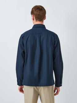 Kin Overlay Stitch Cotton Linen Blend Shirt - view 2, Dark Sapphire