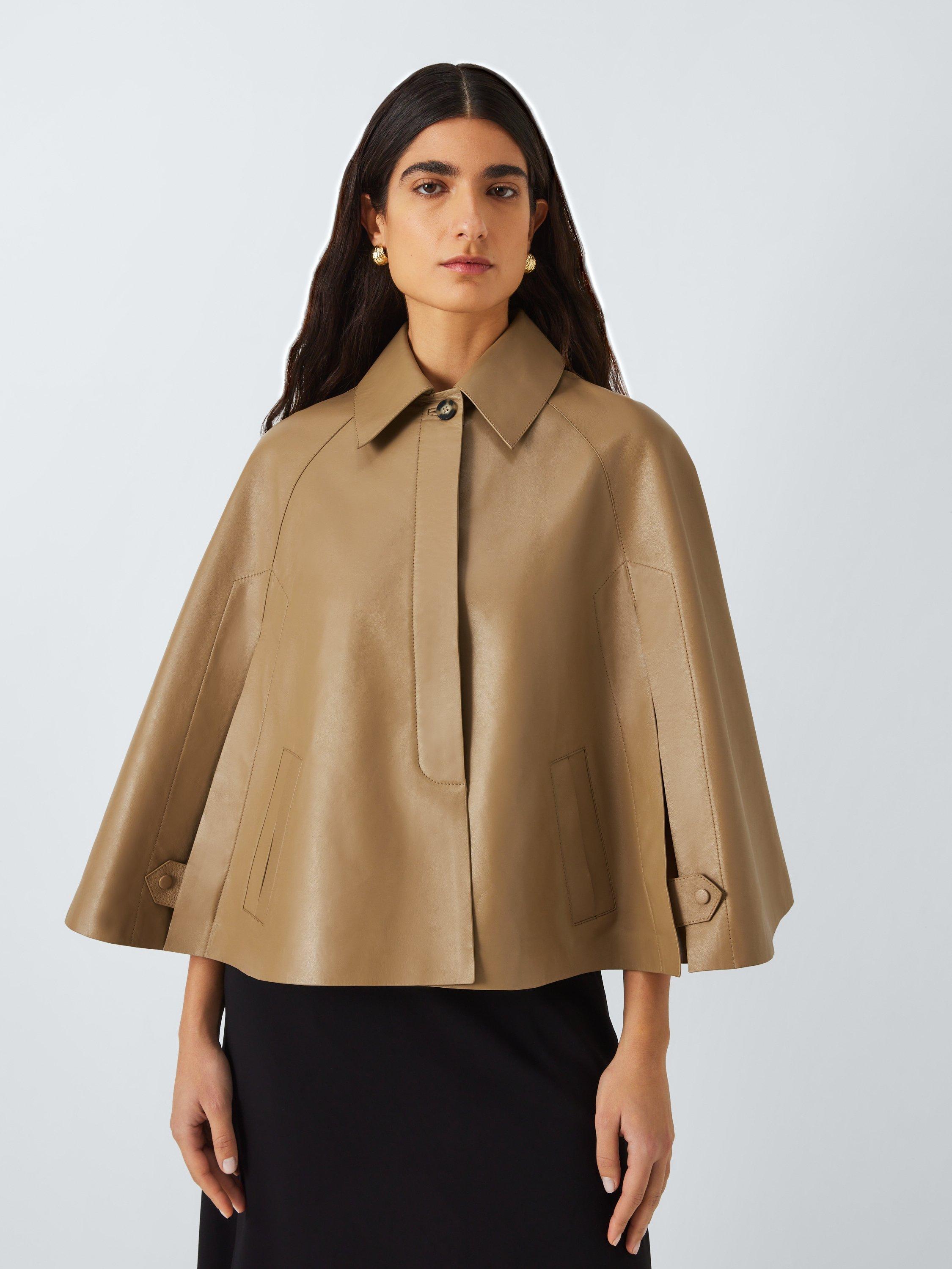Product image 1 of 7, which shows John Lewis Mini Pure Leather Cape, Natural, S