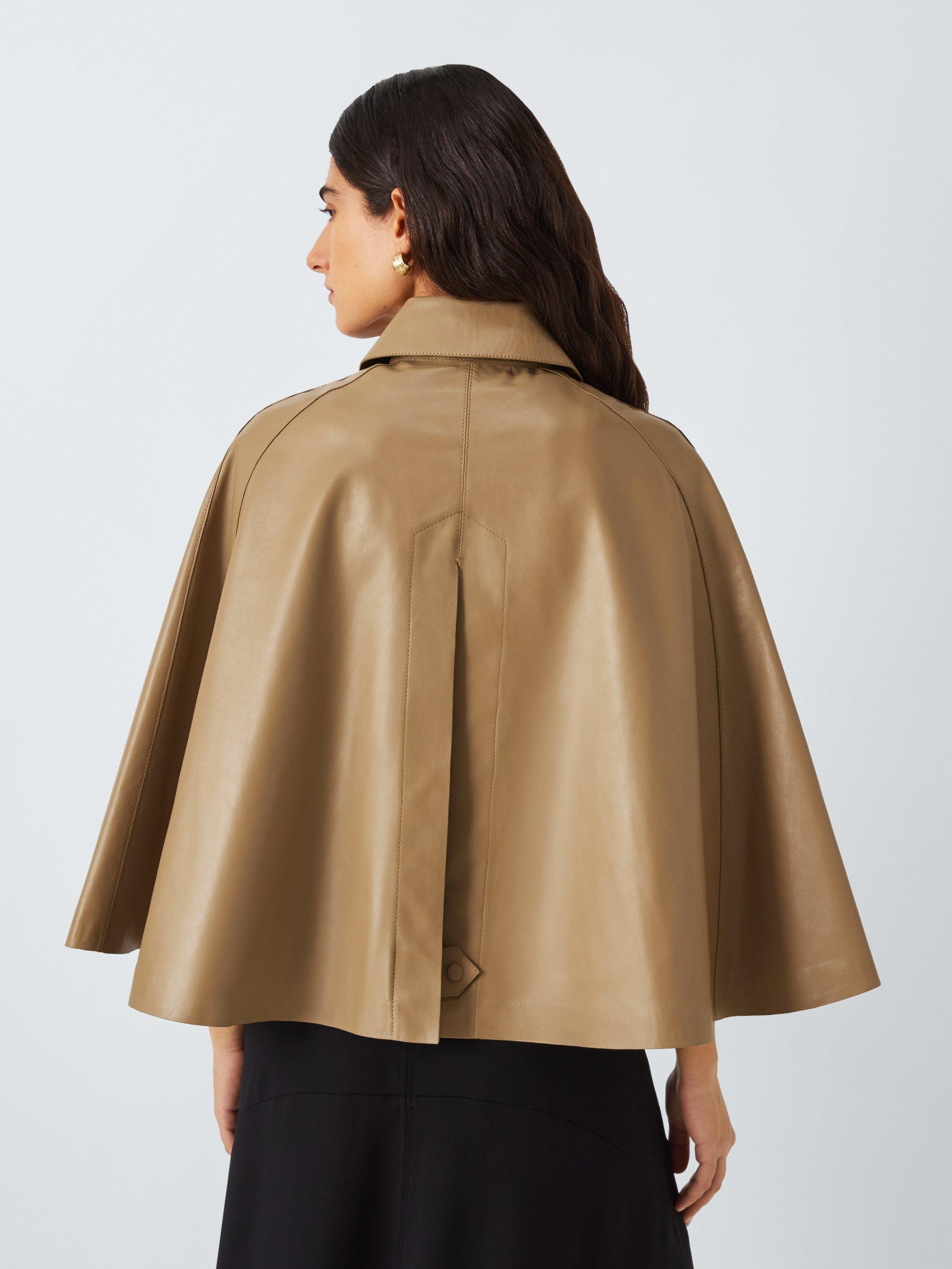 Product image 2 of 7, which shows John Lewis Mini Pure Leather Cape, Natural, S