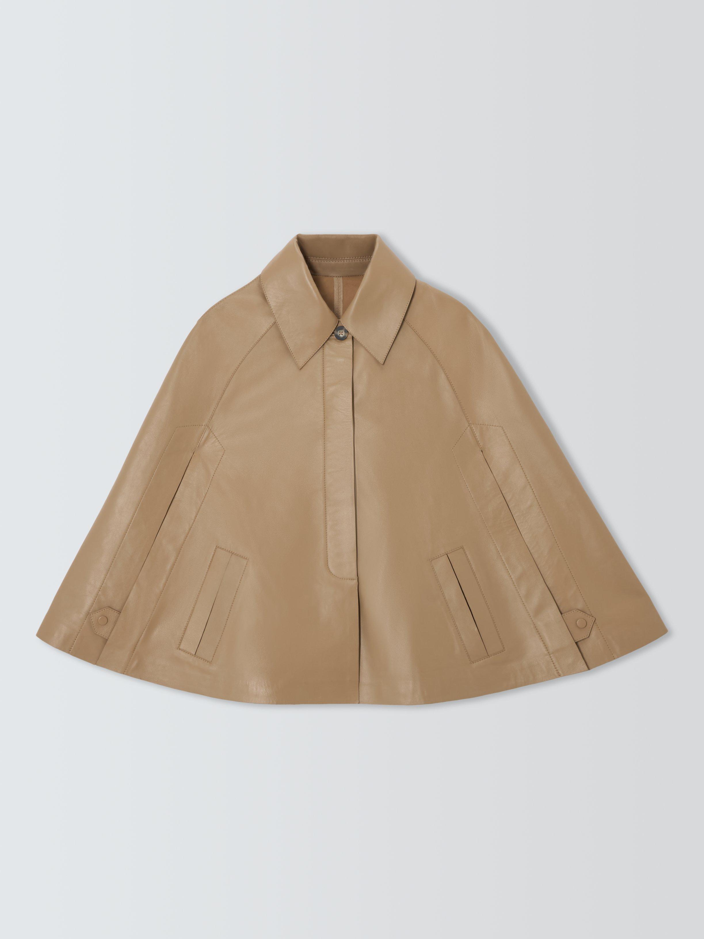 Product image 4 of 7, which shows John Lewis Mini Pure Leather Cape, Natural, S