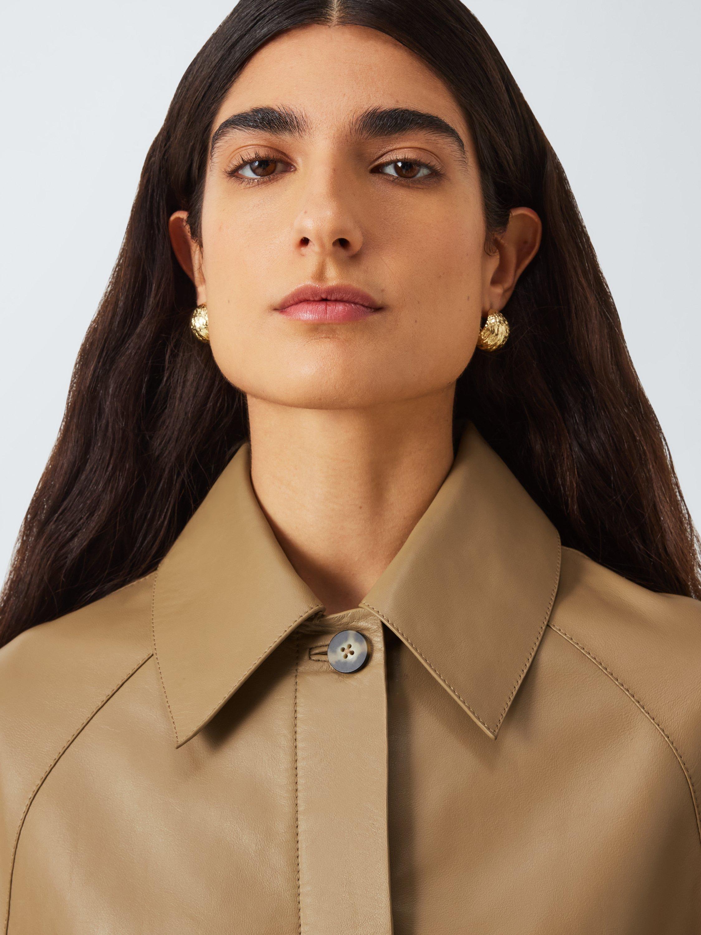 Product image 5 of 7, which shows John Lewis Mini Pure Leather Cape, Natural, S