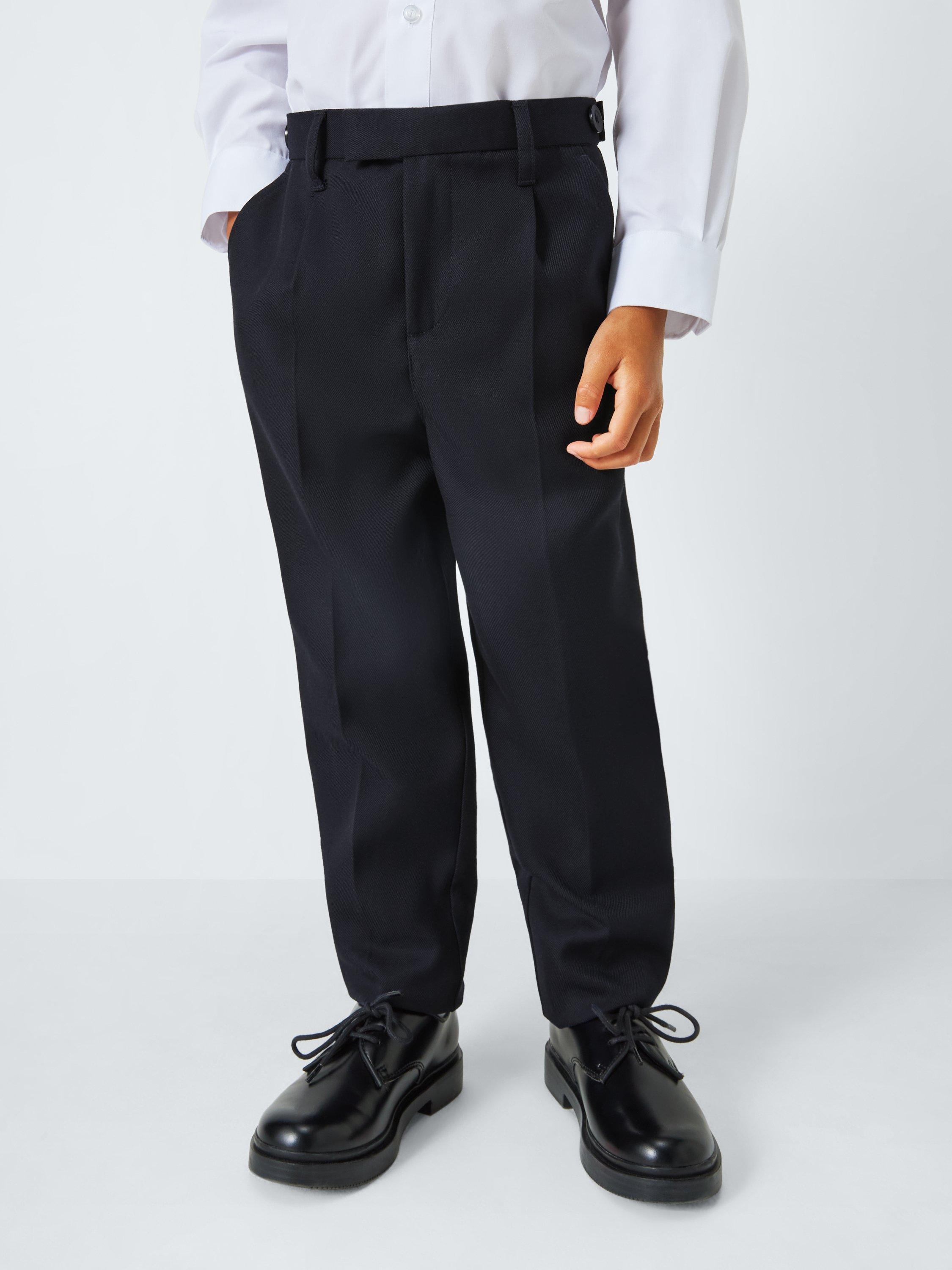 Product image 1 of 7, which shows John Lewis Boy's Tailored Adjustable Waist School Trousers, Navy, 15 years