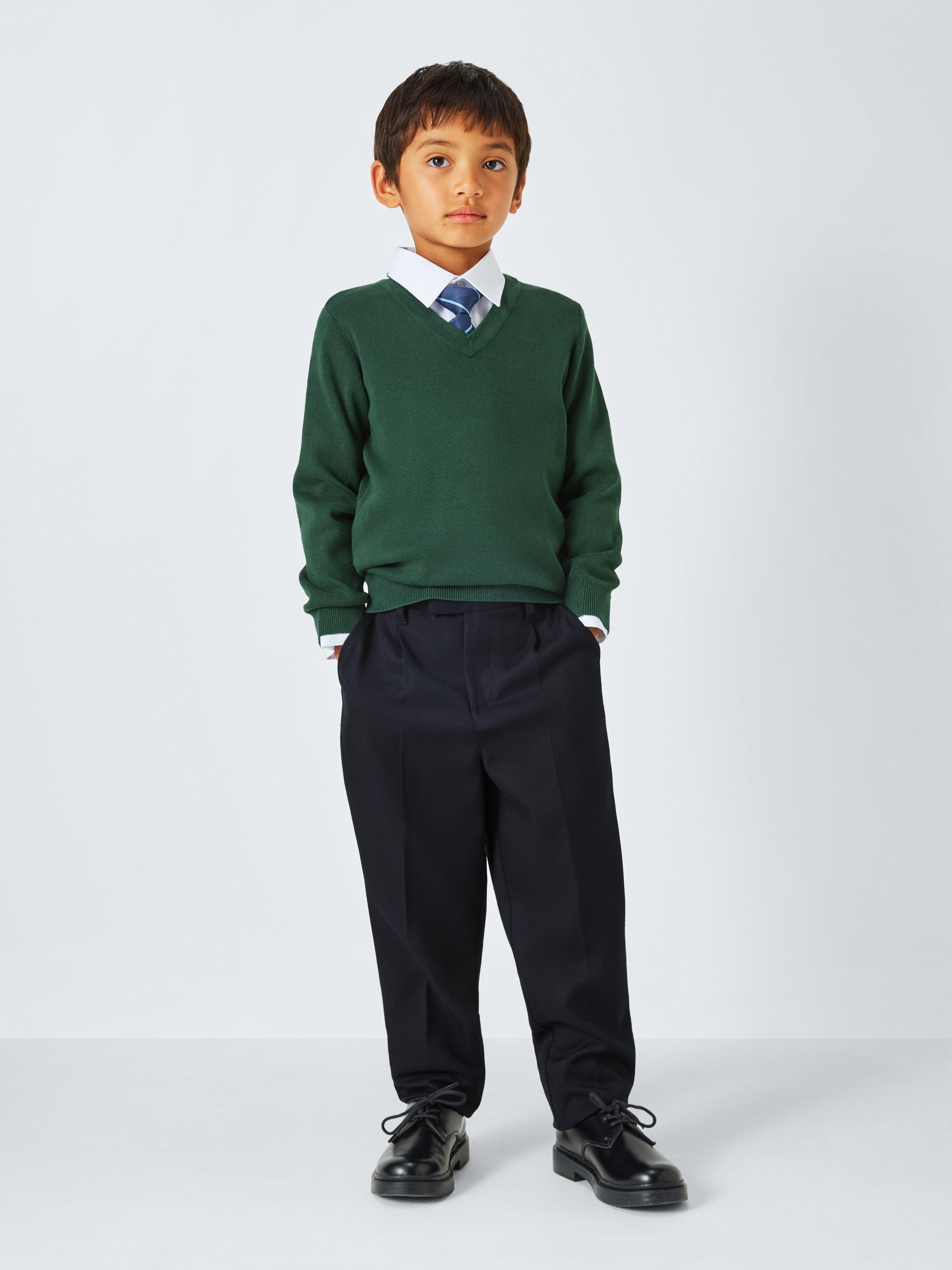 Product image 2 of 7, which shows John Lewis Boy's Tailored Adjustable Waist School Trousers, Navy, 15 years