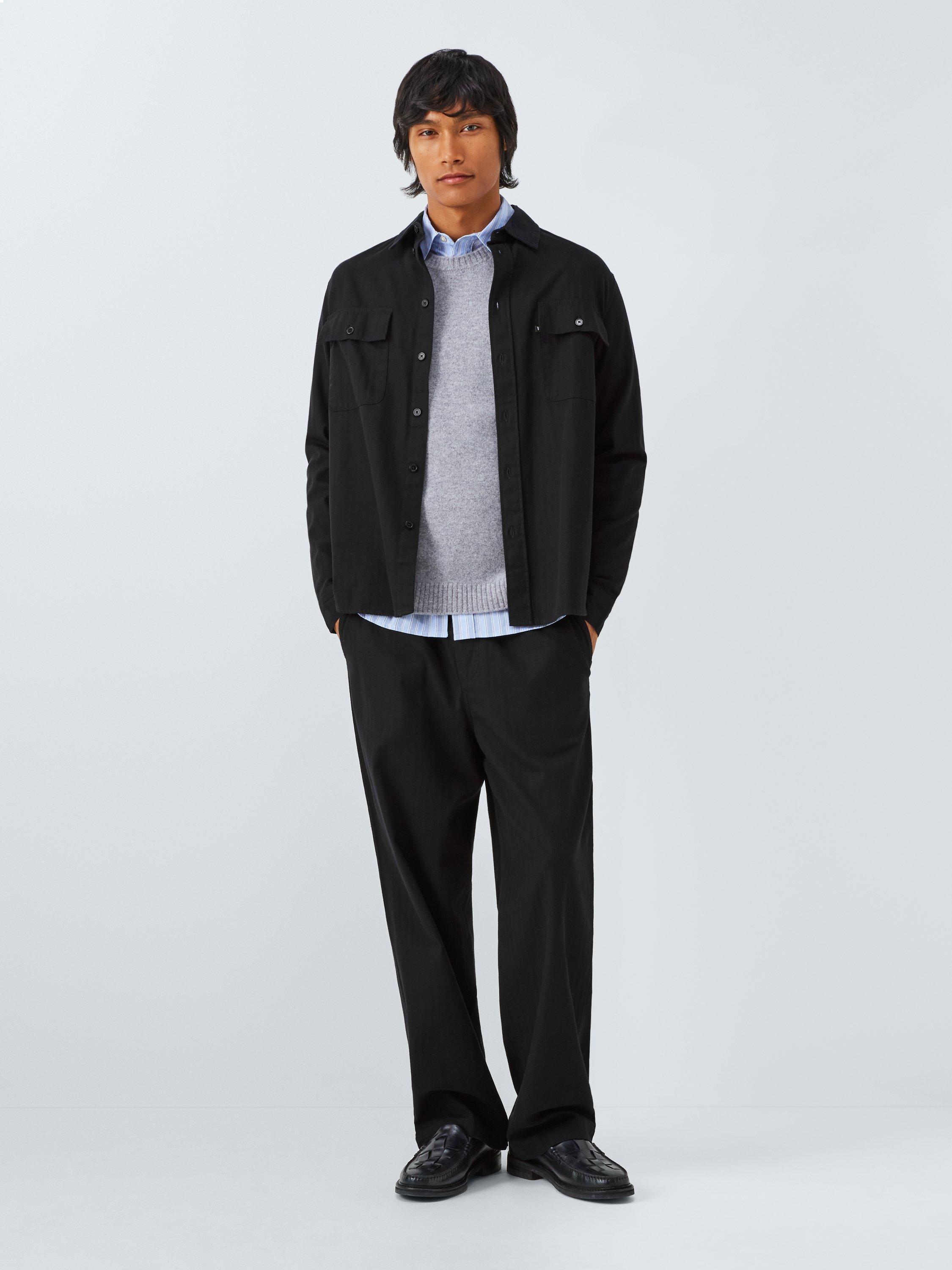 Product image 3 of 6, which shows WOOD WOOD Herringbone Regular Fit Shirt, 9999 Black, S