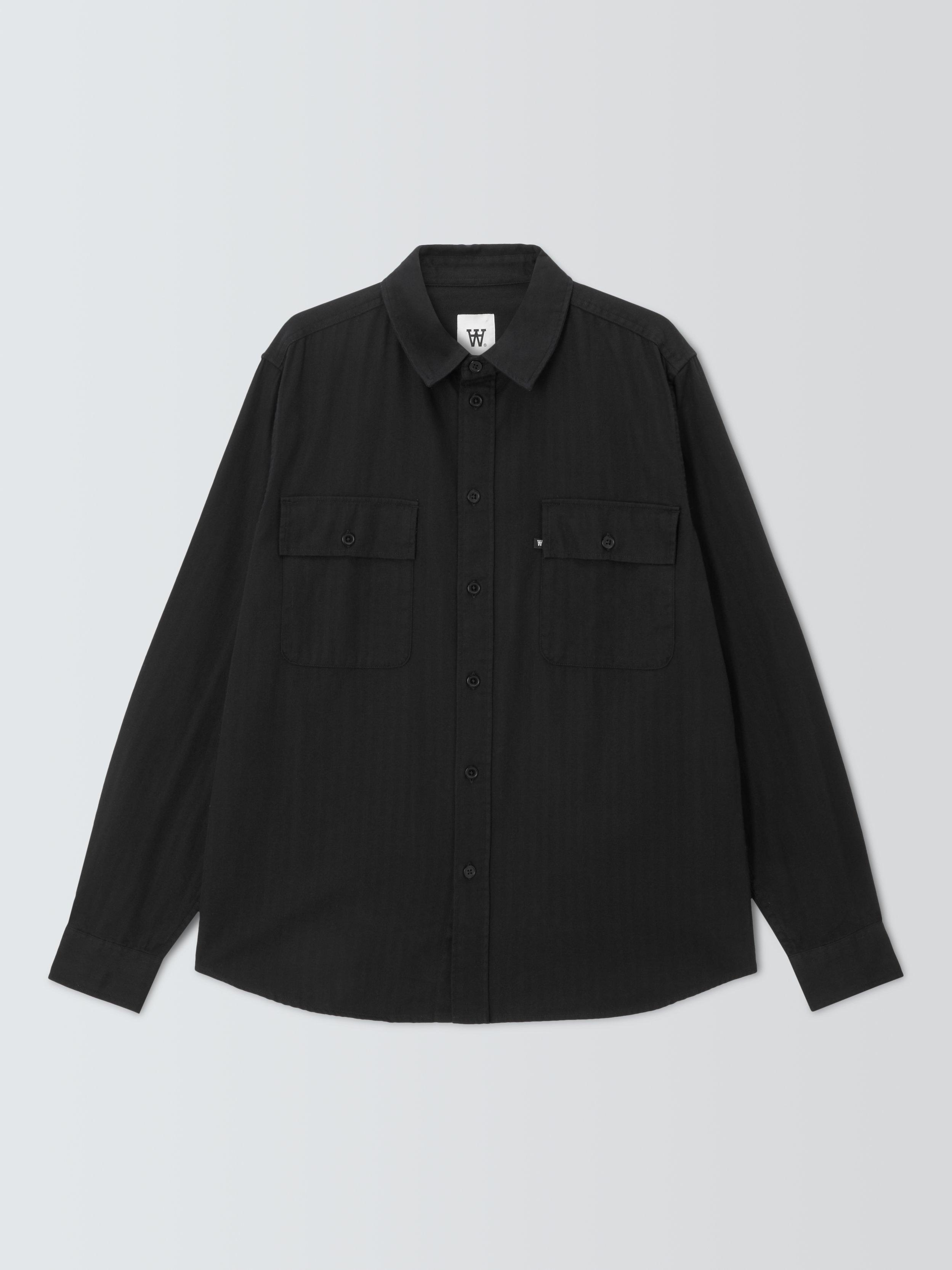 Product image 4 of 6, which shows WOOD WOOD Herringbone Regular Fit Shirt, 9999 Black, S