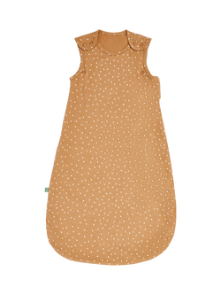 The Little Green Sheep Rice Print Organic Cotton and Linen Blend Baby Sleeping Bag, 1 Tog, Honey Rice