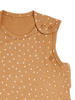 The Little Green Sheep Rice Print Organic Cotton and Linen Blend Baby Sleeping Bag, 1 Tog - view 2, Honey Rice