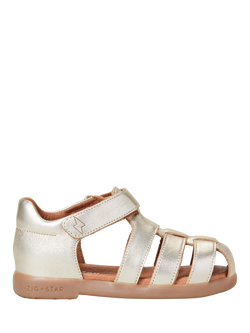 Zig+Star Kids' Cosmic Leather Sandals, Gold, Gold