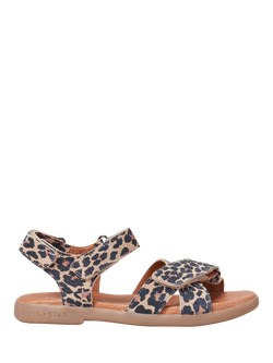 Zig+Star Kids' Rae Leather Cross Strap Sandals, Natural Animal, Natural Animal