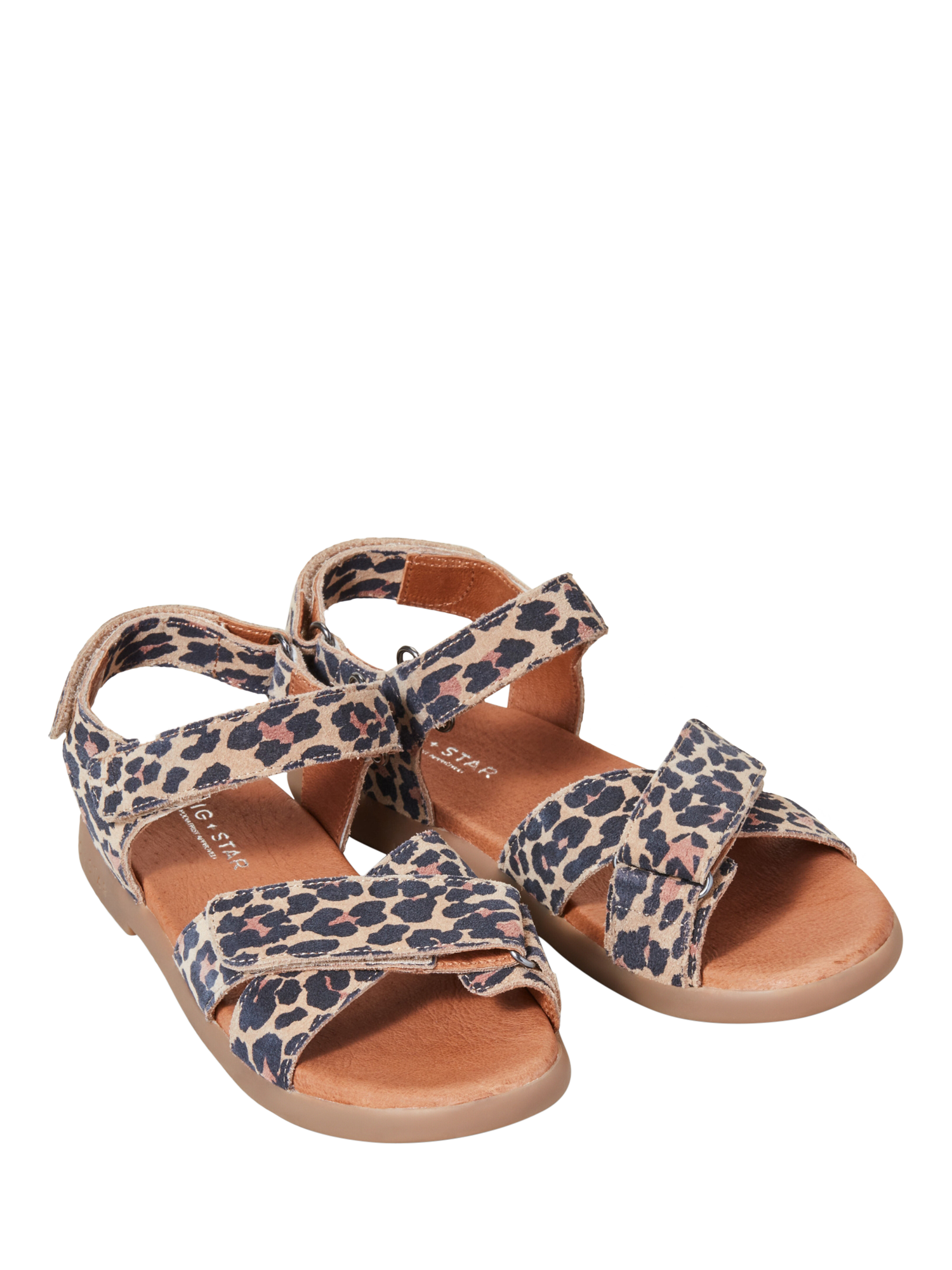 Product image 2 of 7, which shows Zig+Star Kids' Rae Leather Cross Strap Sandals, Natural Animal, EU22