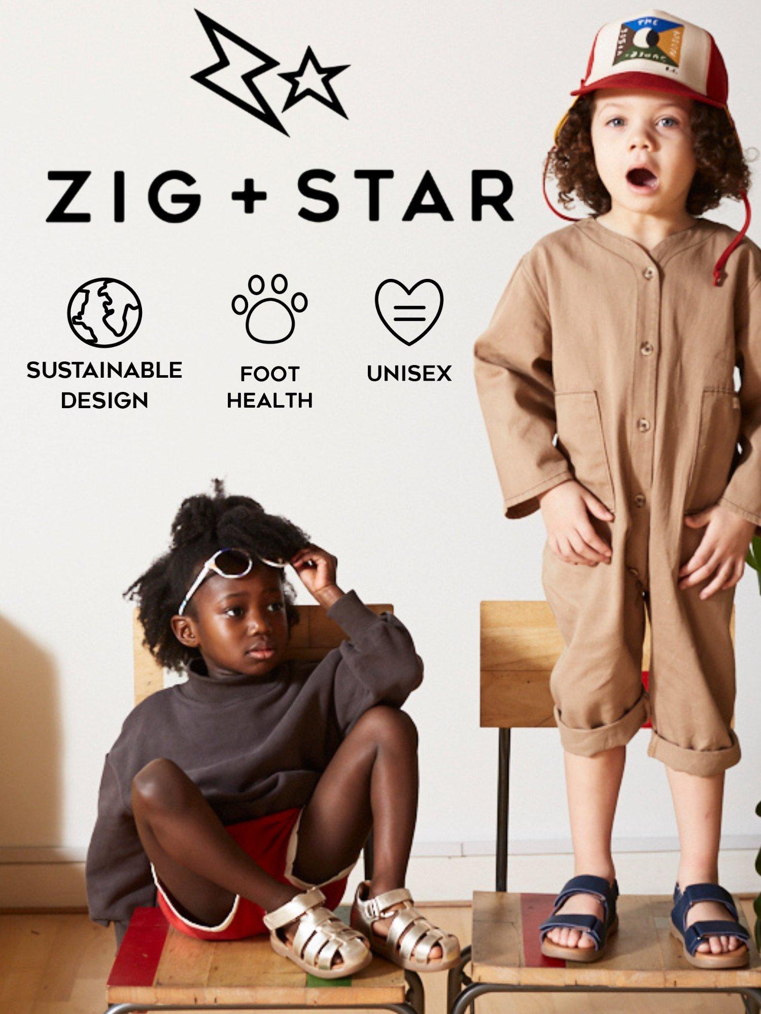 Product image 6 of 7, which shows Zig+Star Kids' Rae Leather Cross Strap Sandals, Natural Animal, EU22