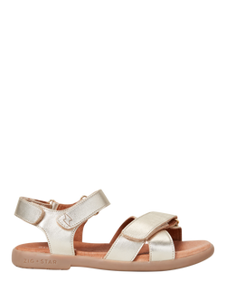Zig+Star Kids' Rae Leather Cross Strap Sandals, Gold, Gold