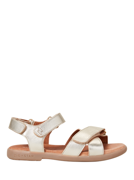 Zig+Star Kids' Rae Leather Cross Strap Sandals, Gold, Gold