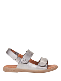 Zig+Star Kids' Solar Leather Sandals, Pewter, Pewter