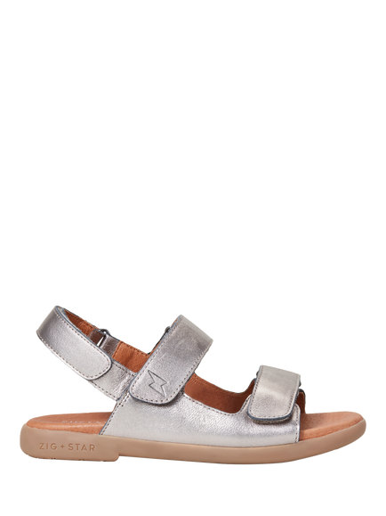 Zig+Star Kids' Solar Leather Sandals, Pewter, Pewter