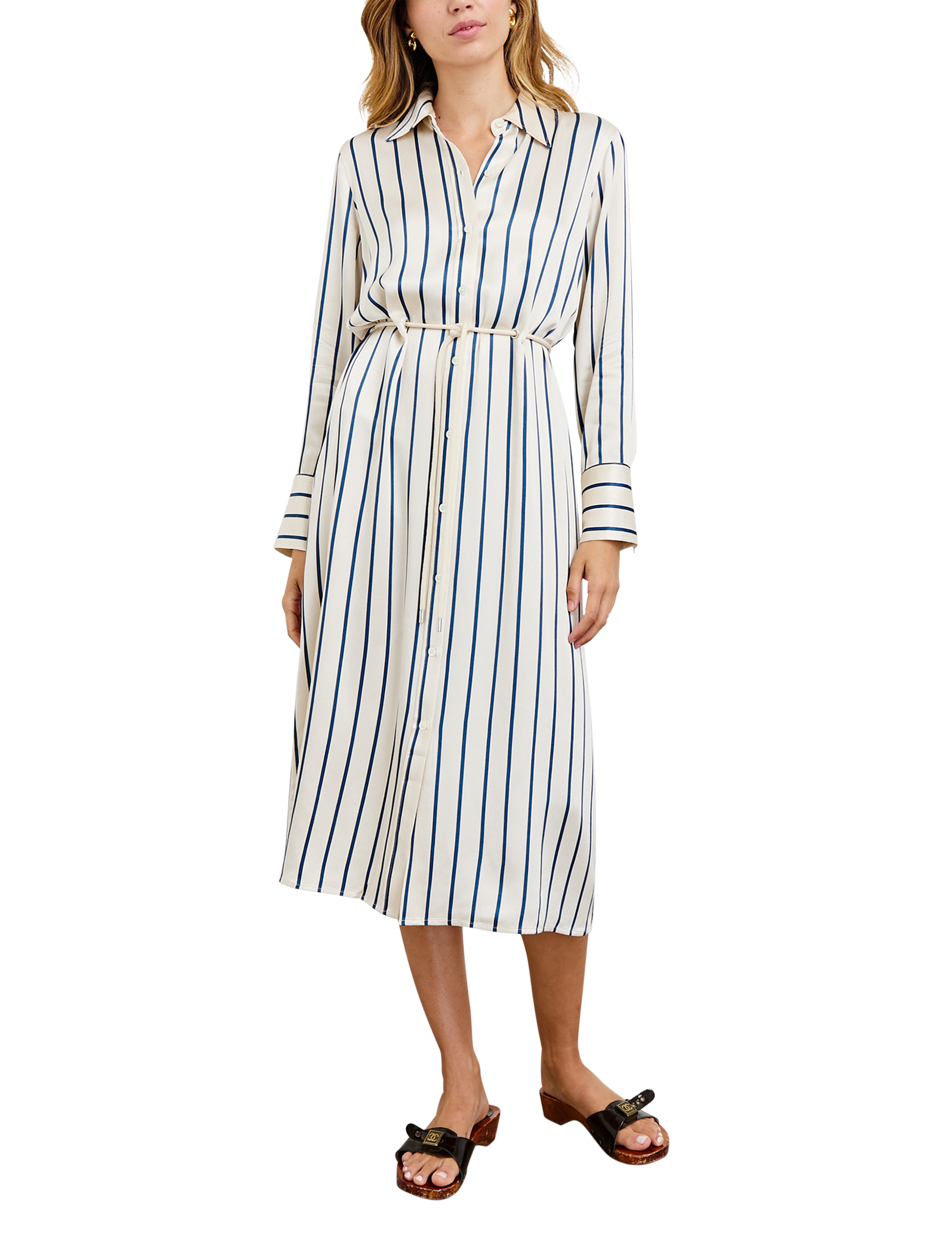 Product image 1 of 5, which shows Rails Anina Stripe Shirt Dress, White/Navy, S