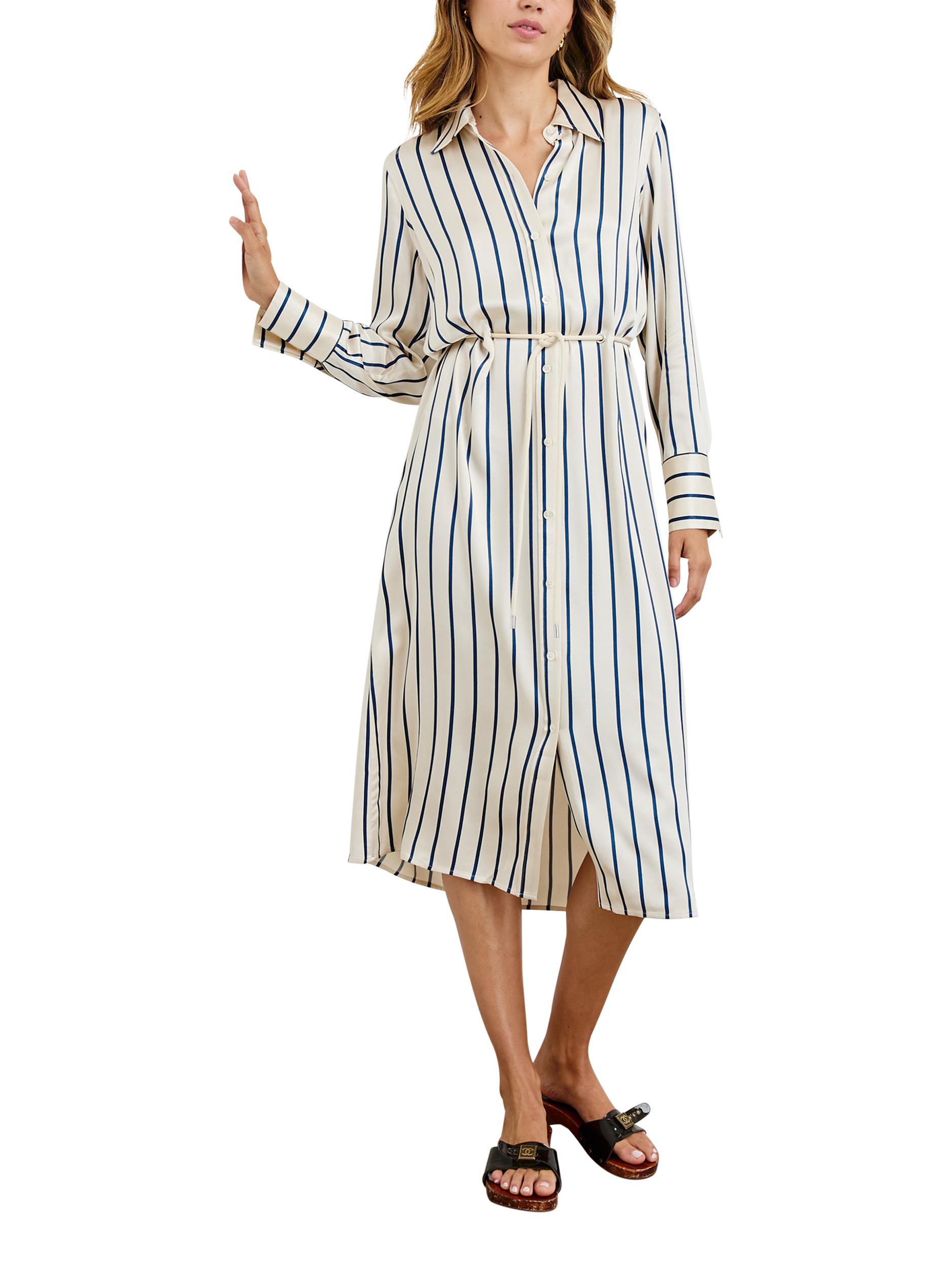 Product image 2 of 5, which shows Rails Anina Stripe Shirt Dress, White/Navy, S