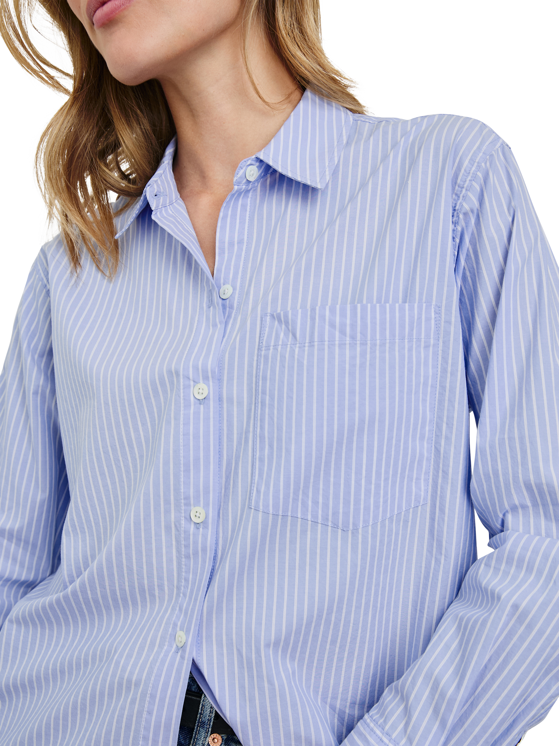Product image 2 of 5, which shows Rails Elsa Stripe Oxford Shirt, Light Blue/White, XS