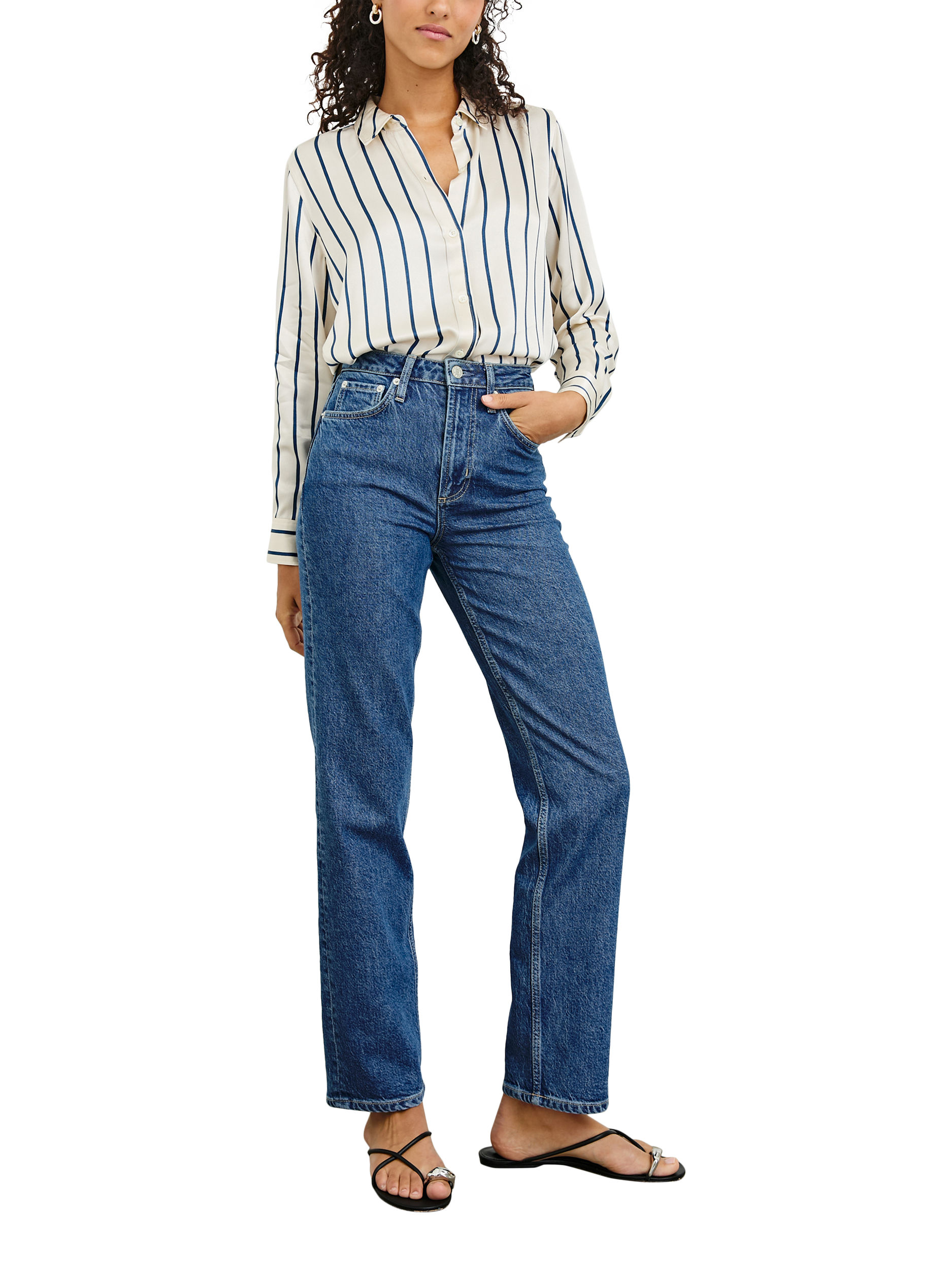 Product image 2 of 6, which shows Rails Maria Stripe Shirt, White/Navy, L