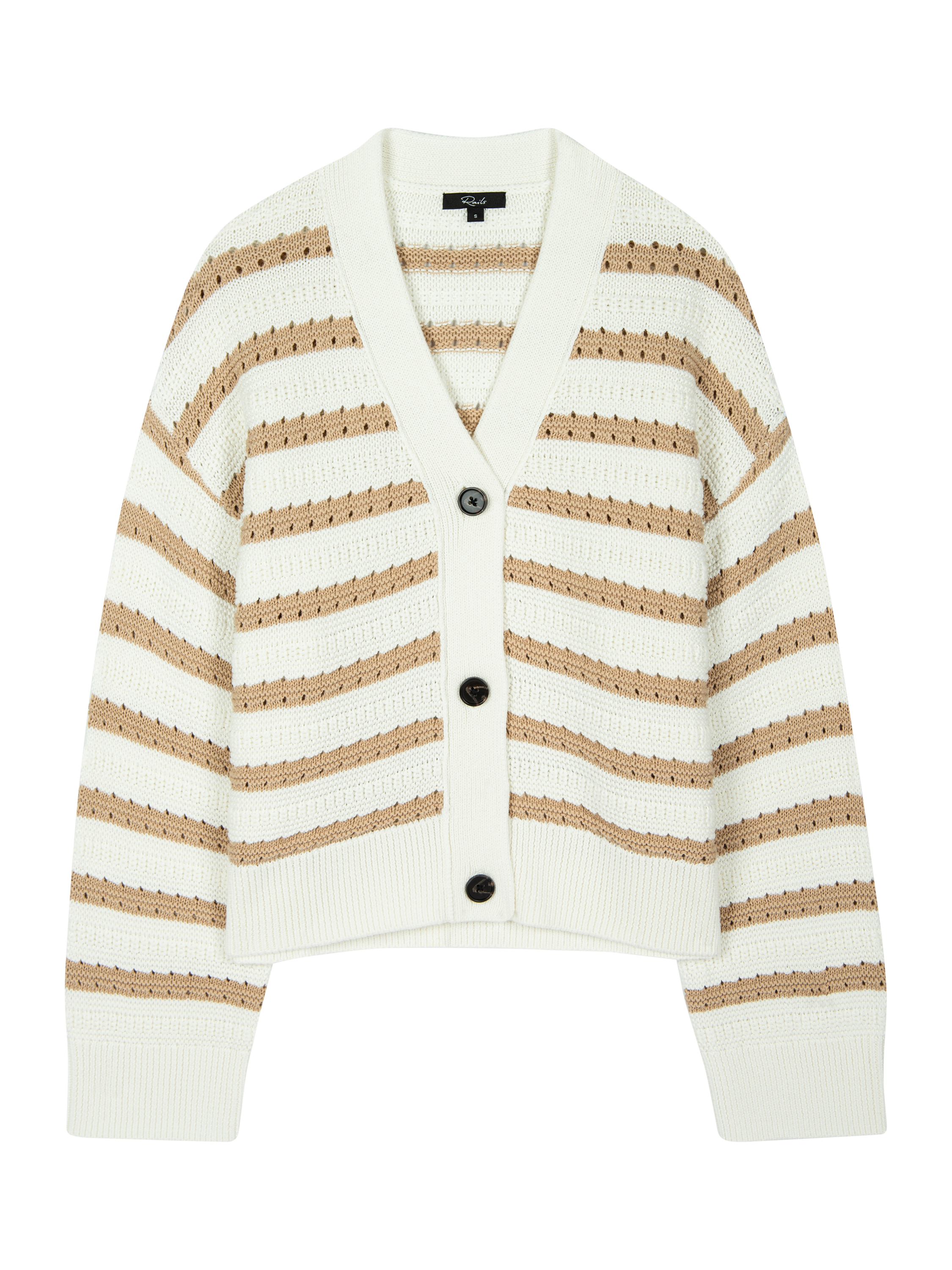 Product image 6 of 6, which shows Rails Geneva Stripe Cardigan, Ivory Oat Stripe, S