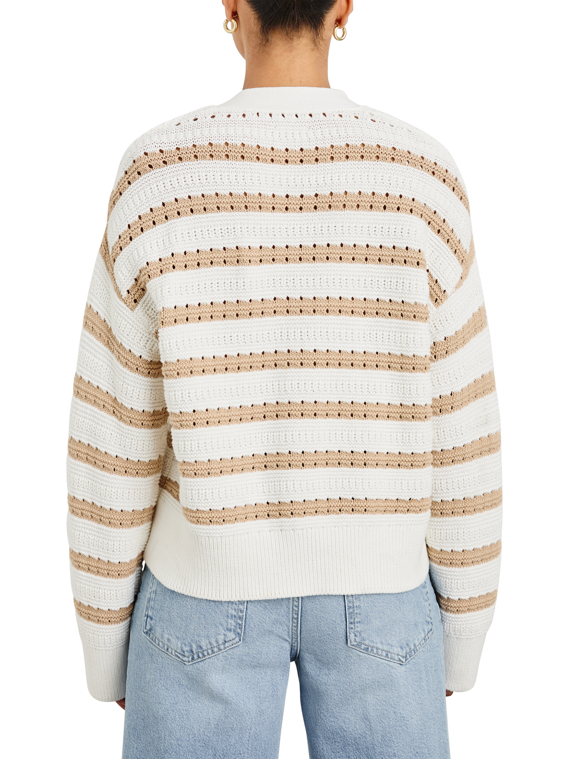 Product image 4 of 6, which shows Rails Geneva Stripe Cardigan, Ivory Oat Stripe, S