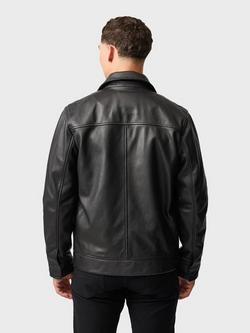 Rodd & Gunn Haymarket Premium Leather Trucker Jacket, Onyx - view 2, Onyx