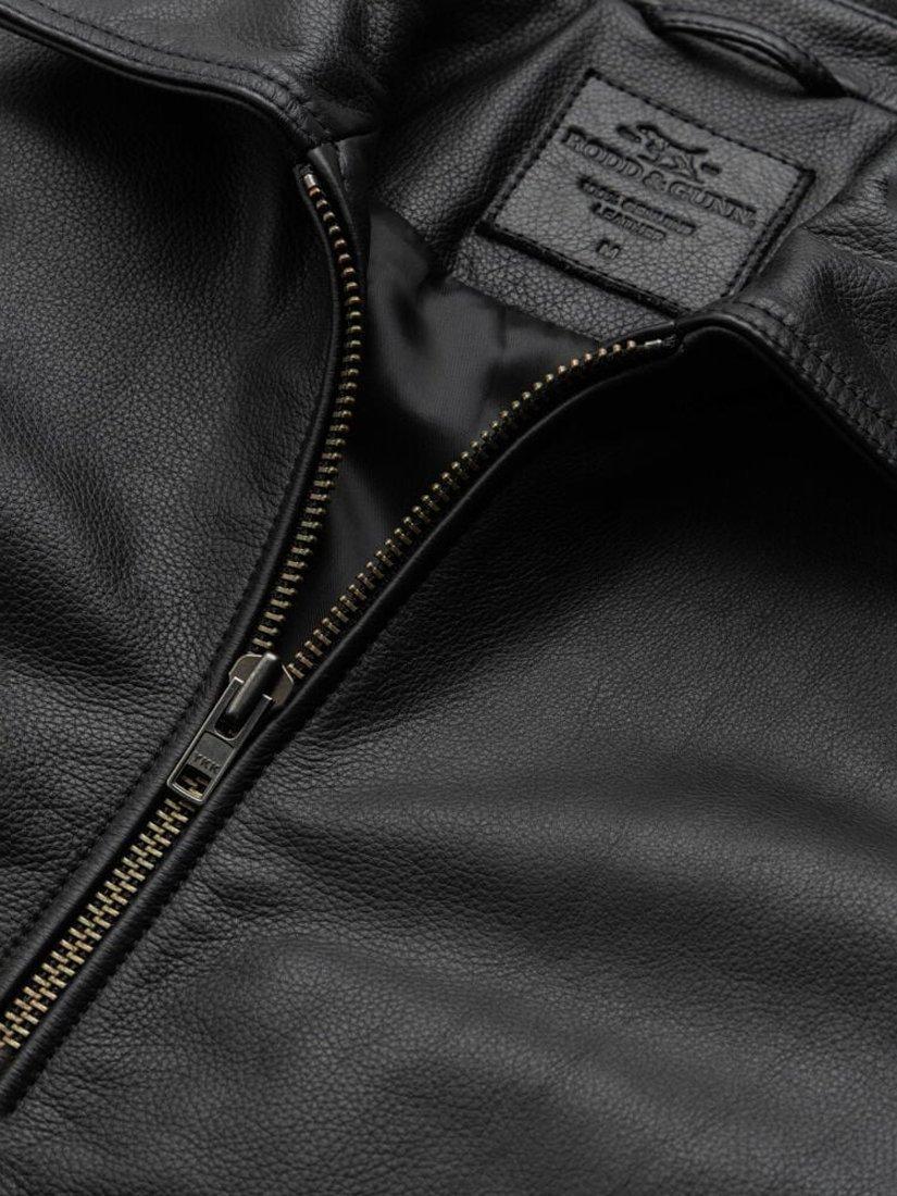 Product image 5 of 5, which shows Rodd & Gunn Haymarket Premium Leather Trucker Jacket, Onyx, XS
