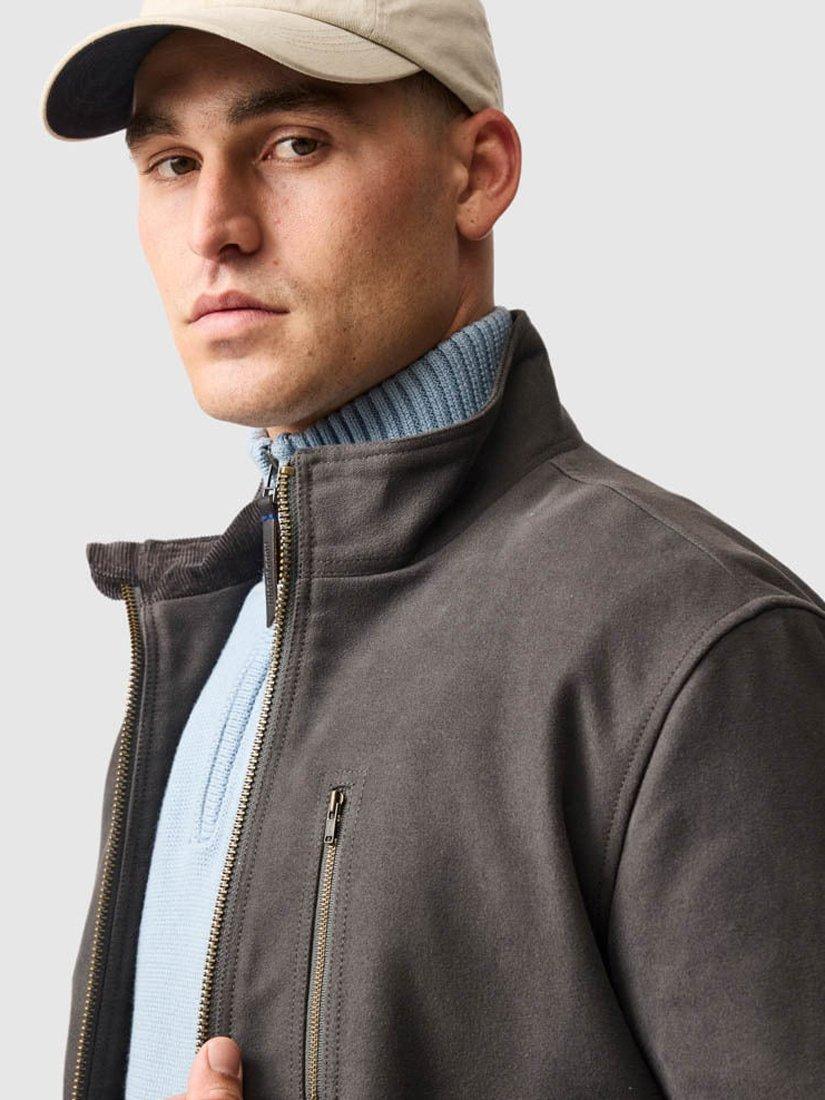 Product image 4 of 6, which shows Rodd & Gunn Upper Hutt Insulated Brushed Cotton Bomber Jacket, Pewter, XS
