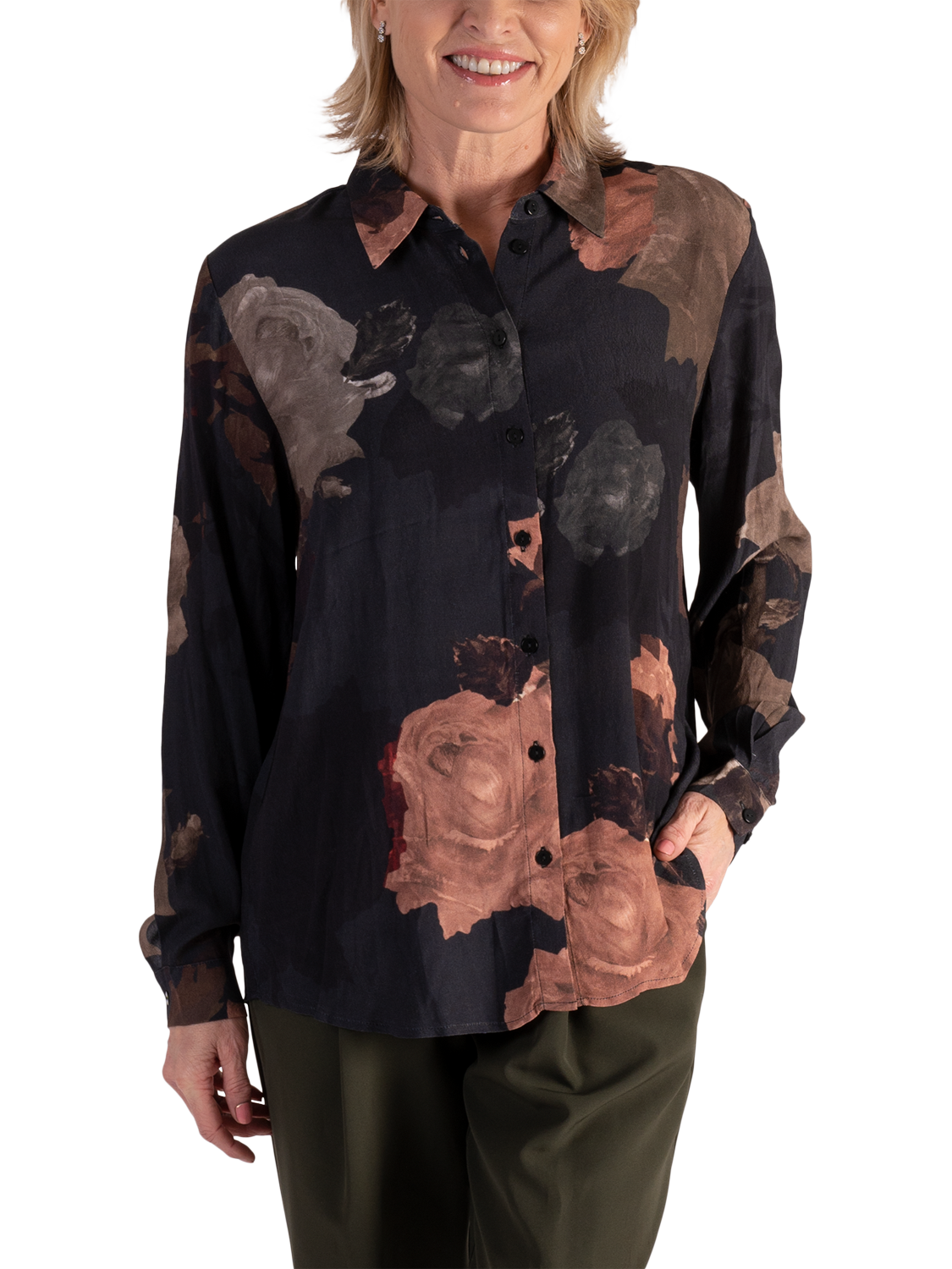 chesca Floral Bouquet Shirt, Black/Multi