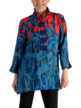 chesca Floral Art Shirt, Blue/Red