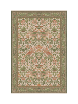 Ruggable x Morris & Co. Strawberry Thief Flatwoven Rug, Sage/Rose