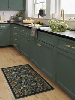 Ruggable x Morris & Co. Strawberry Thief Flatwoven Rug - view 2, Indigo