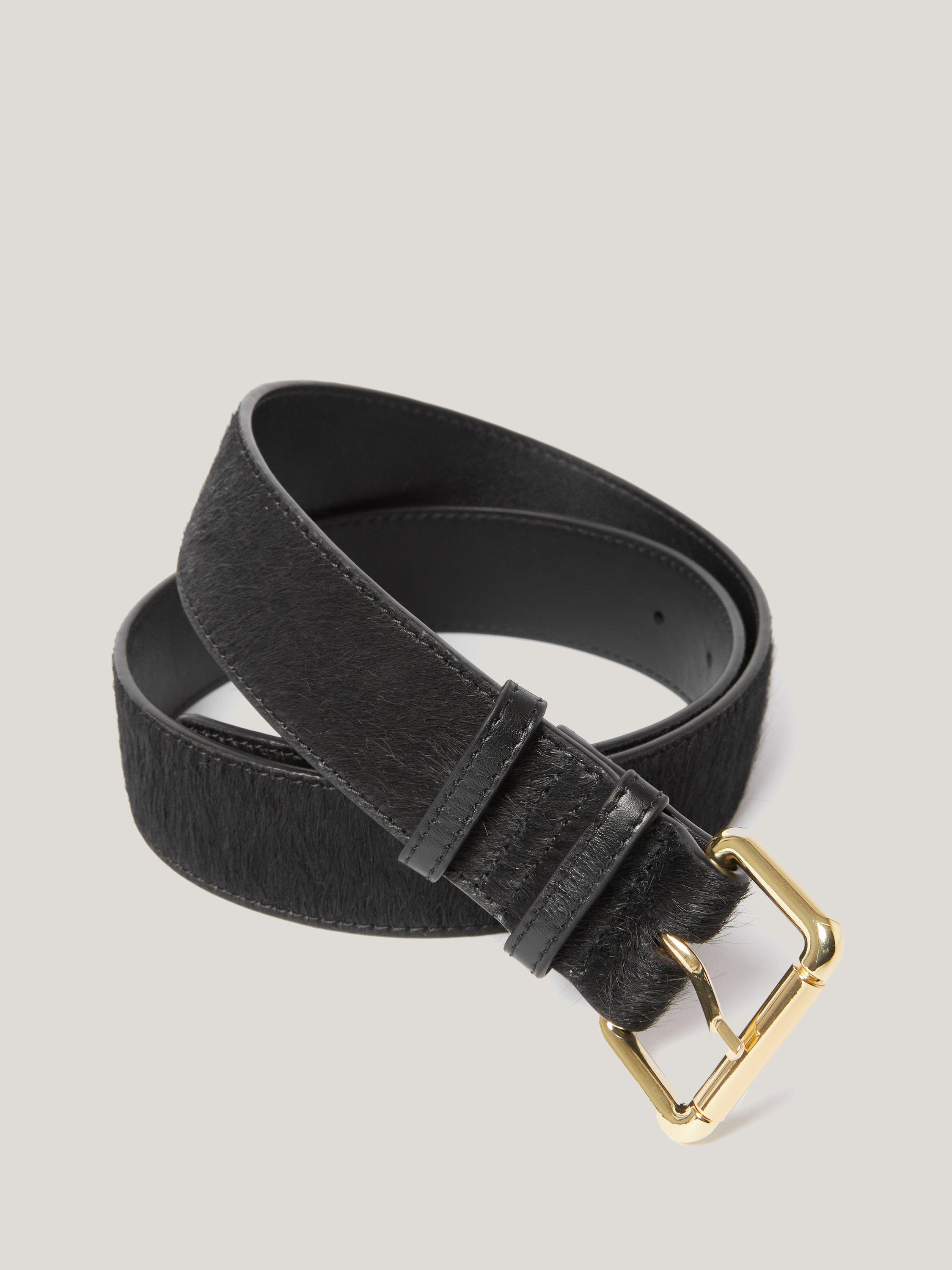 Jigsaw Calf Hair Belt, Black
