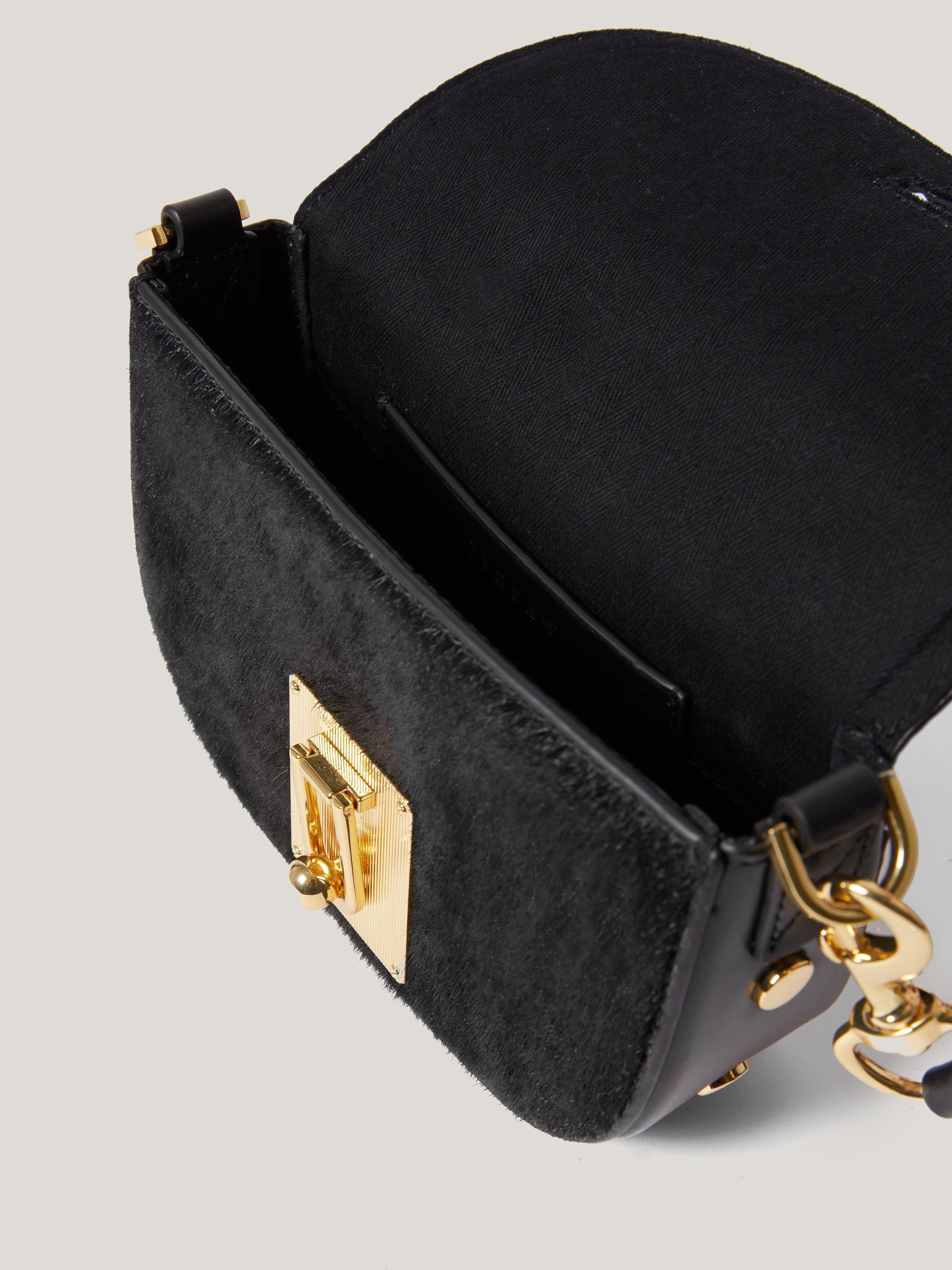 Product image 6 of 6, which shows Jigsaw Denbigh Leather Calf Hair Cross Body Bag, Black