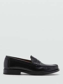 Mango Clasic Leather Loafers, Black