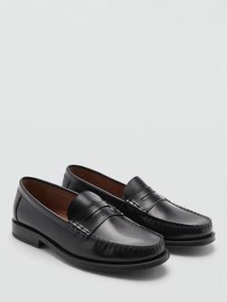 Mango Clasic Leather Loafers - view 2, Black