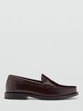 Mango Clasic Leather Loafers, Dark Red