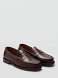 Mango Clasic Leather Loafers, Dark Red