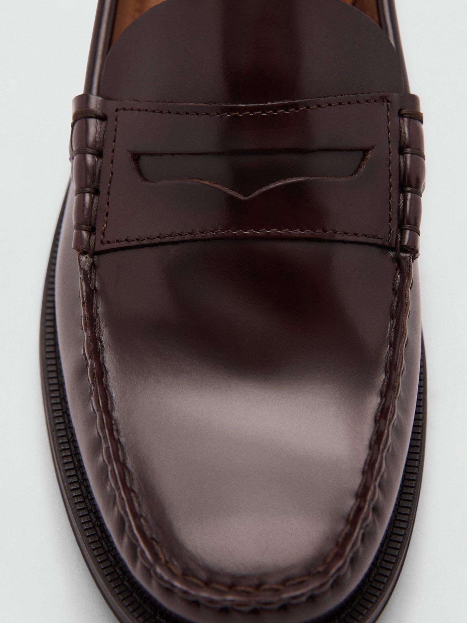 Product image 4 of 4, which shows Mango Clasic Leather Loafers, Dark Red, 10