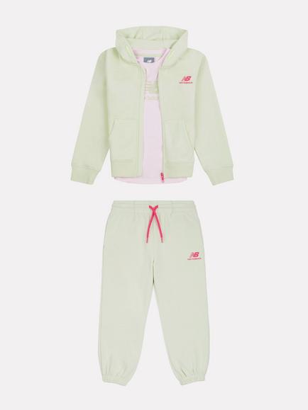 New Balance Kids' Zip Up Hoodie, T-Shirt & Joggers Set, Natural Mint, Natural Mint