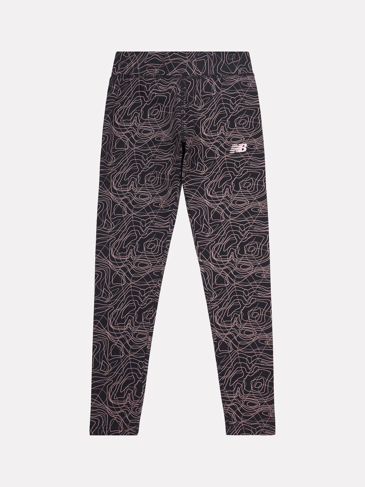 Product image 6 of 8, which shows New Balance Kids' Swirly Print Jersey Leggings, Caviar, 7-8 years