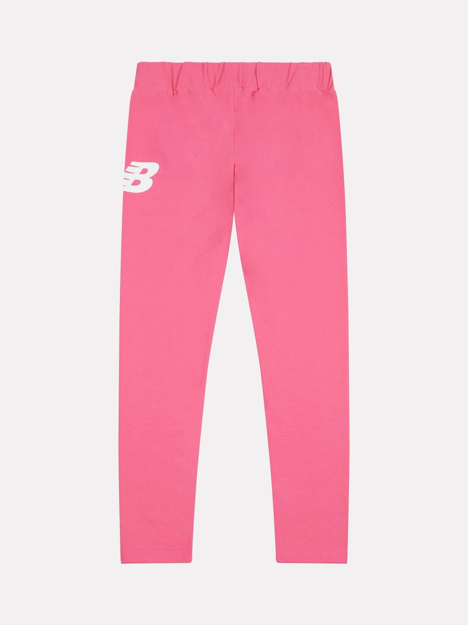 Product image 7 of 9, which shows New Balance Kids' Logo Elasticated Waist Leggings, Pink, 3-4 years