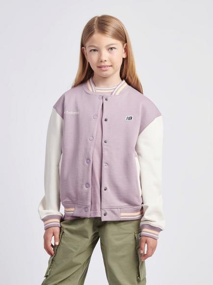 New Balance Kids' Premium Cotton Bomber Jacket, Ice Wine, Ice Wine