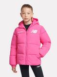 New Balance Kids' Logo Puffer Jacket, Hi Pink